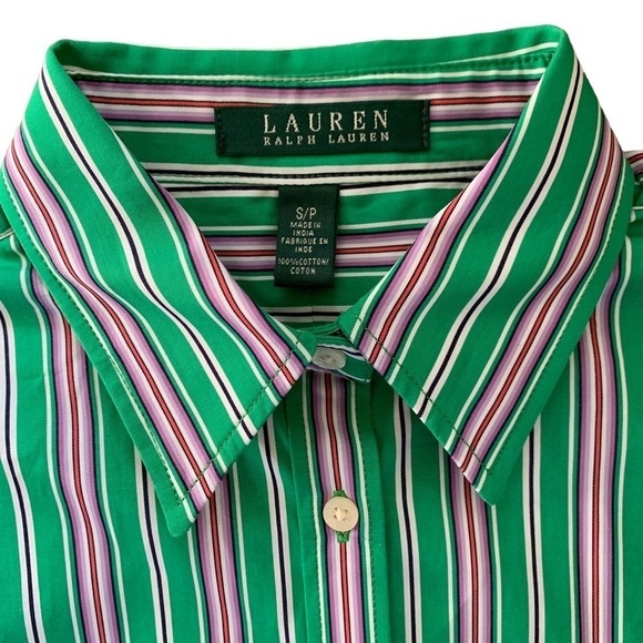 Lauren Ralph Lauren NWT 100% Cotton Woman’s Button Down Vertical Striped Shirt - Picture 5 of 13